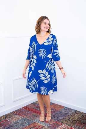 Vestido Sabrina - Decote V Manga Morcego em Viscolinho