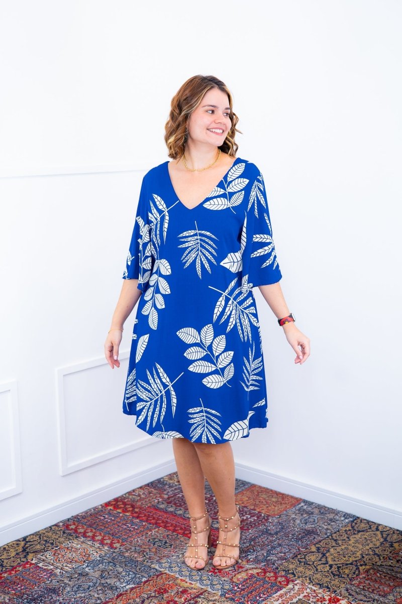 Vestido Sabrina - Decote V Manga Morcego em Viscolinho