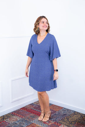 Vestido Sabrina - Decote V Manga Morcego em Viscolinho