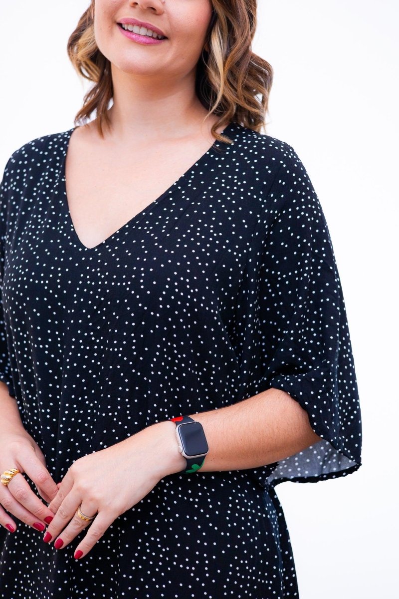 Vestido Sabrina - Decote V Manga Morcego em Viscolinho