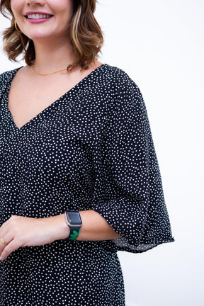 Vestido Sabrina - Decote V Manga Morcego em Viscolinho