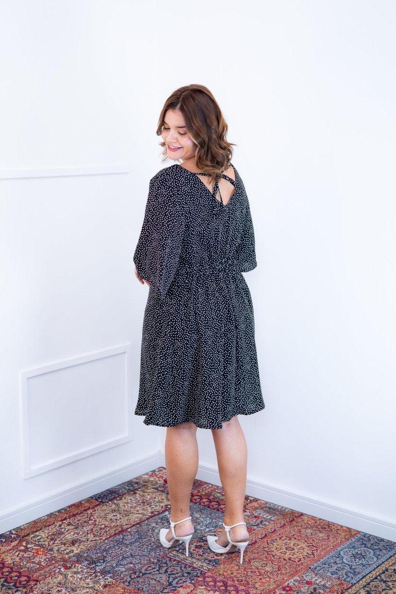 Vestido Sabrina - Decote V Manga Morcego em Viscolinho