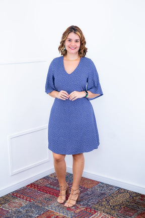 Vestido Sabrina - Decote V Manga Morcego em Viscolinho