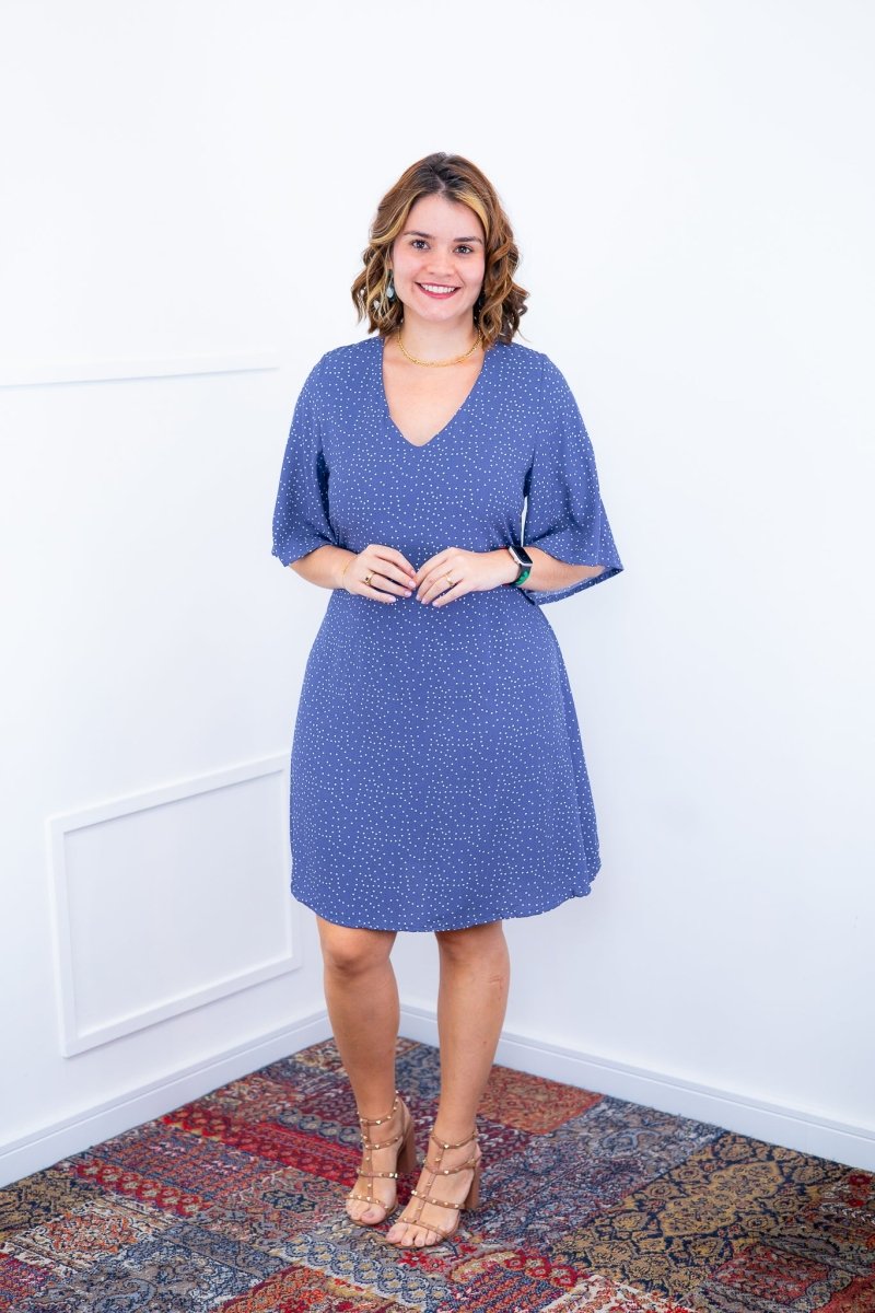 Vestido Sabrina - Decote V Manga Morcego em Viscolinho