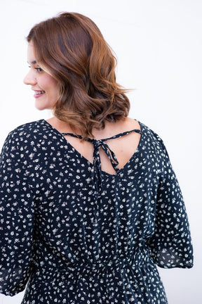 Vestido Sabrina - Decote V Manga Morcego em Viscolinho