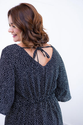 Vestido Sabrina - Decote V Manga Morcego em Viscolinho