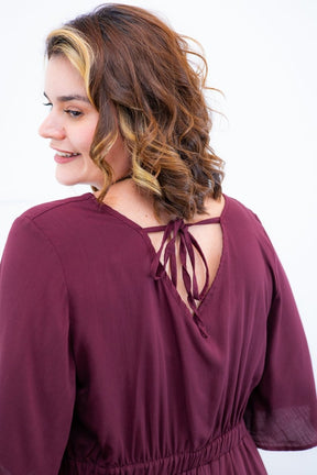 Vestido Sabrina - Decote V Manga Morcego em Viscolinho