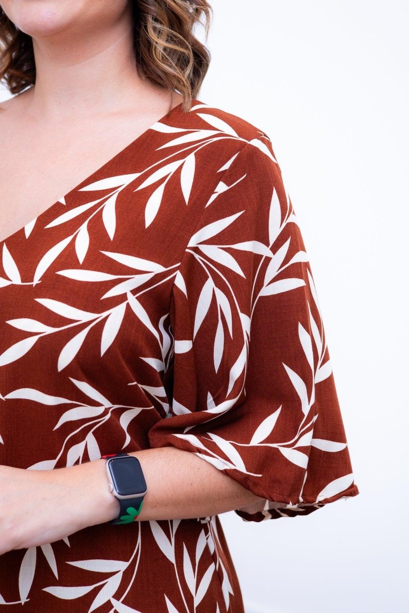 Vestido Sabrina - Decote V Manga Morcego em Viscolinho