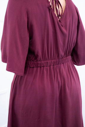 Vestido Sabrina - Decote V Manga Morcego em Viscolinho