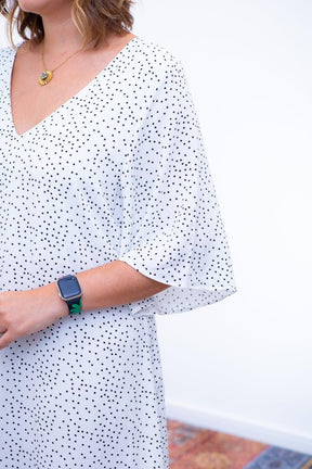 Vestido Sabrina - Decote V Manga Morcego em Viscolinho