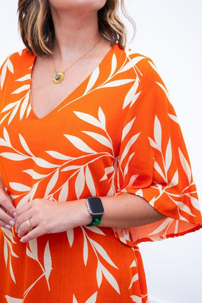 Vestido Sabrina - Decote V Manga Morcego em Viscolinho