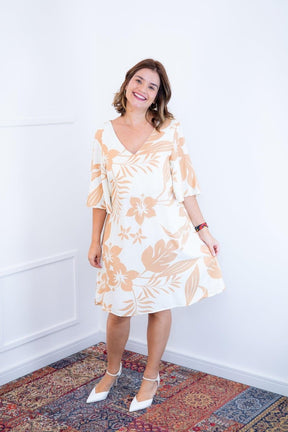 Vestido Sabrina - Decote V Manga Morcego em Viscolinho