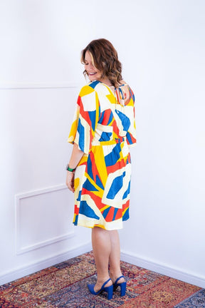 Vestido Sabrina - Decote V Manga Morcego em Viscolinho