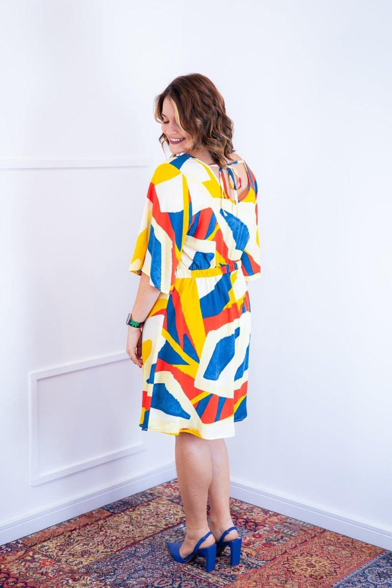 Vestido Sabrina - Decote V Manga Morcego em Viscolinho