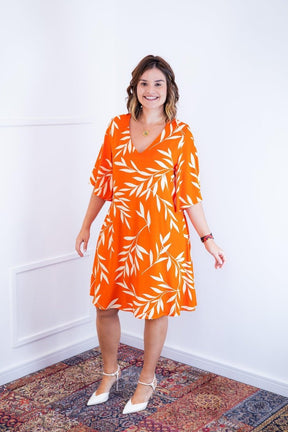 Vestido Sabrina - Decote V Manga Morcego em Viscolinho