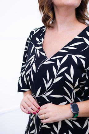 Vestido Sabrina - Decote V Manga Morcego em Viscolinho