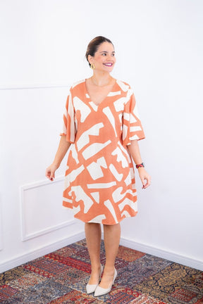 Vestido Sabrina - Decote V Manga Morcego em Viscolinho