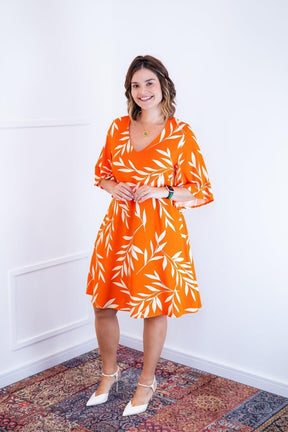 Vestido Sabrina - Decote V Manga Morcego em Viscolinho