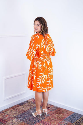 Vestido Sabrina - Decote V Manga Morcego em Viscolinho