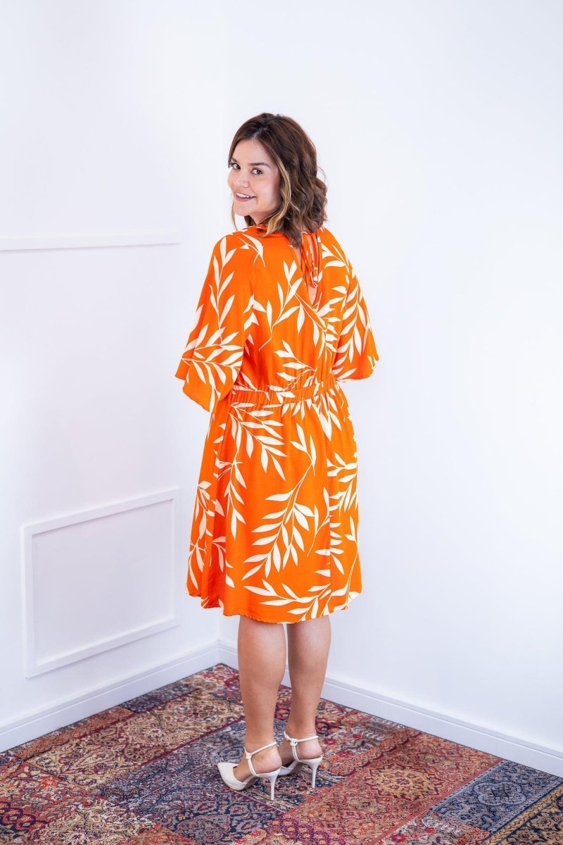 Vestido Sabrina - Decote V Manga Morcego em Viscolinho