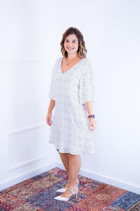 Vestido Sabrina - Decote V Manga Morcego em Viscolinho