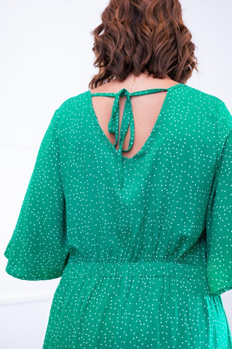 Vestido Sabrina - Decote V Manga Morcego em Viscolinho