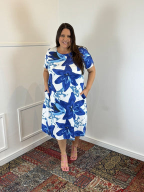 Vestido Sara - Malha Confort Deluxe Midi com Mangas e Bolsos