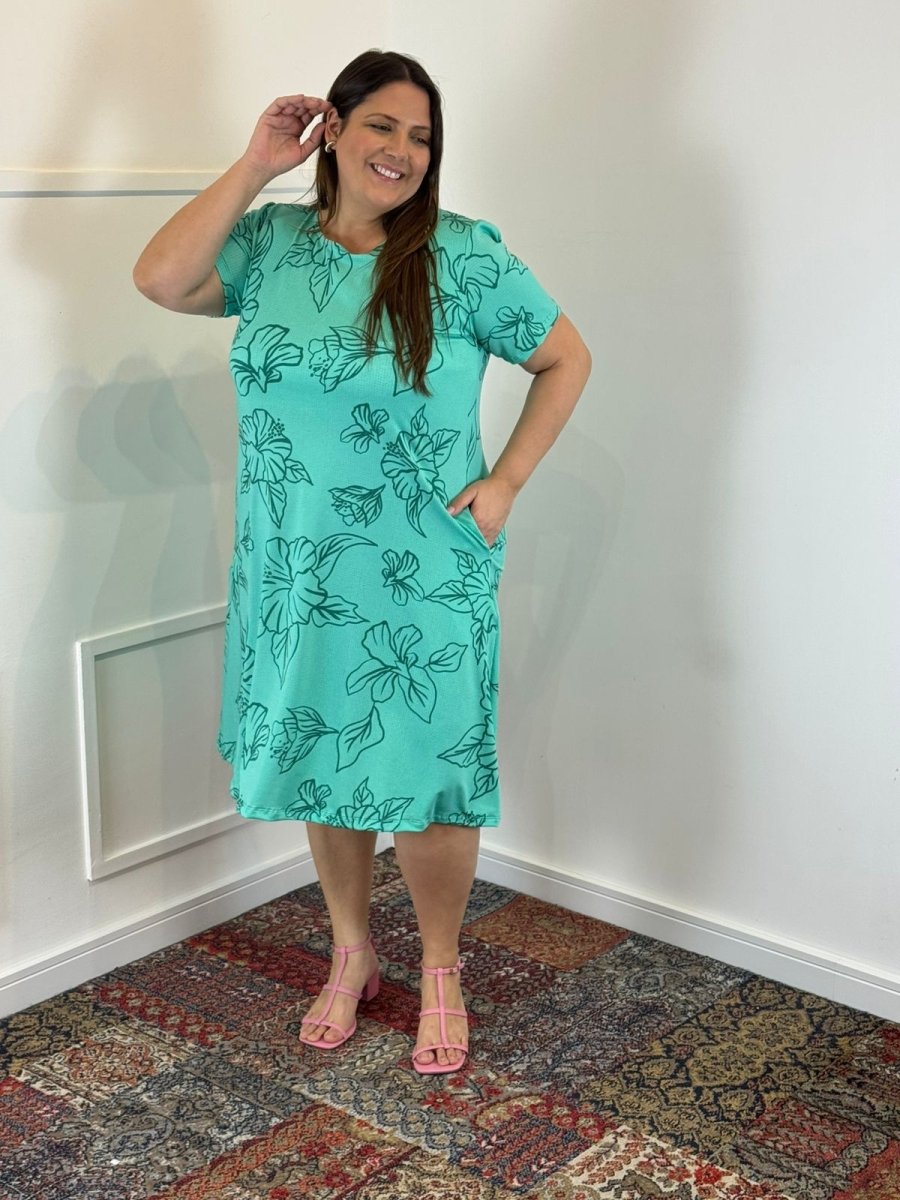 Vestido Sara - Malha Confort Deluxe Midi com Mangas e Bolsos