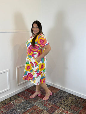 Vestido Sara - Malha Confort Deluxe Midi com Mangas e Bolsos