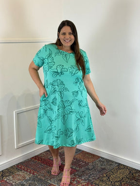 Vestido Sara - Malha Confort Deluxe Midi com Mangas e Bolsos