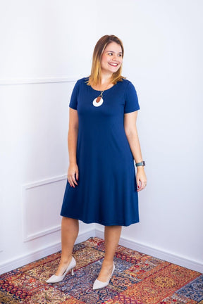 Vestido Sara - Malha Confort Midi com Manga