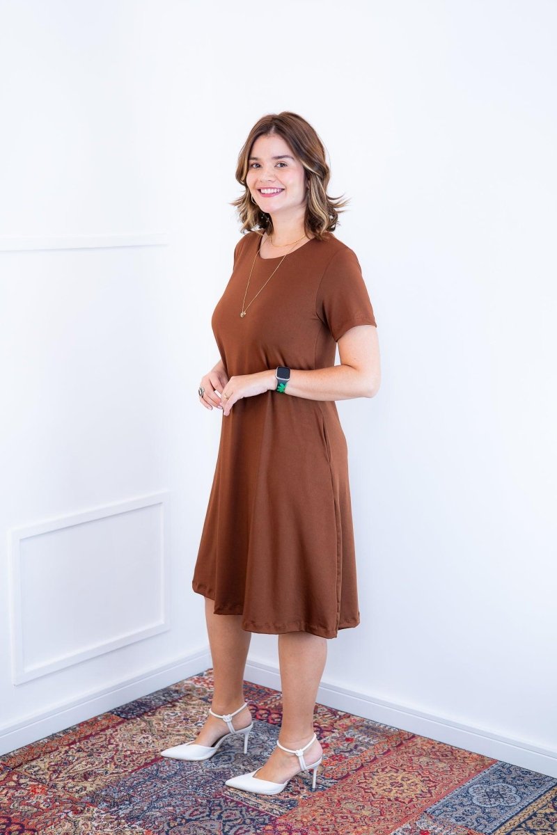 Vestido Sara - Malha Confort Midi com Manga