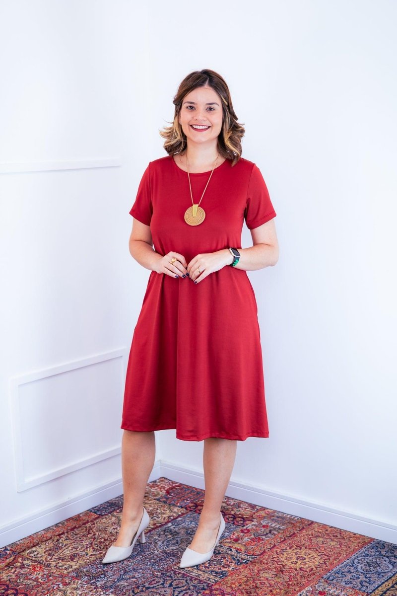 Vestido Sara - Malha Confort Midi com Manga