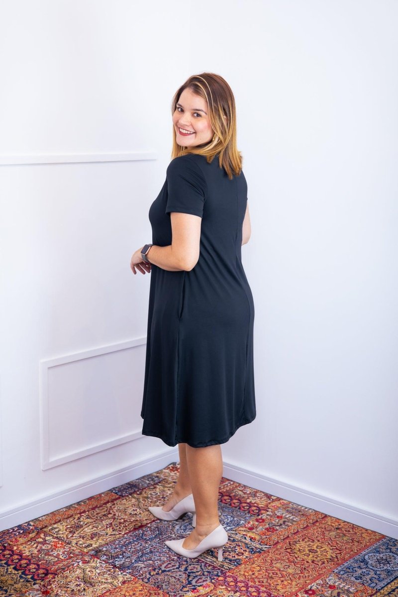 Vestido Sara - Malha Confort Midi com Manga