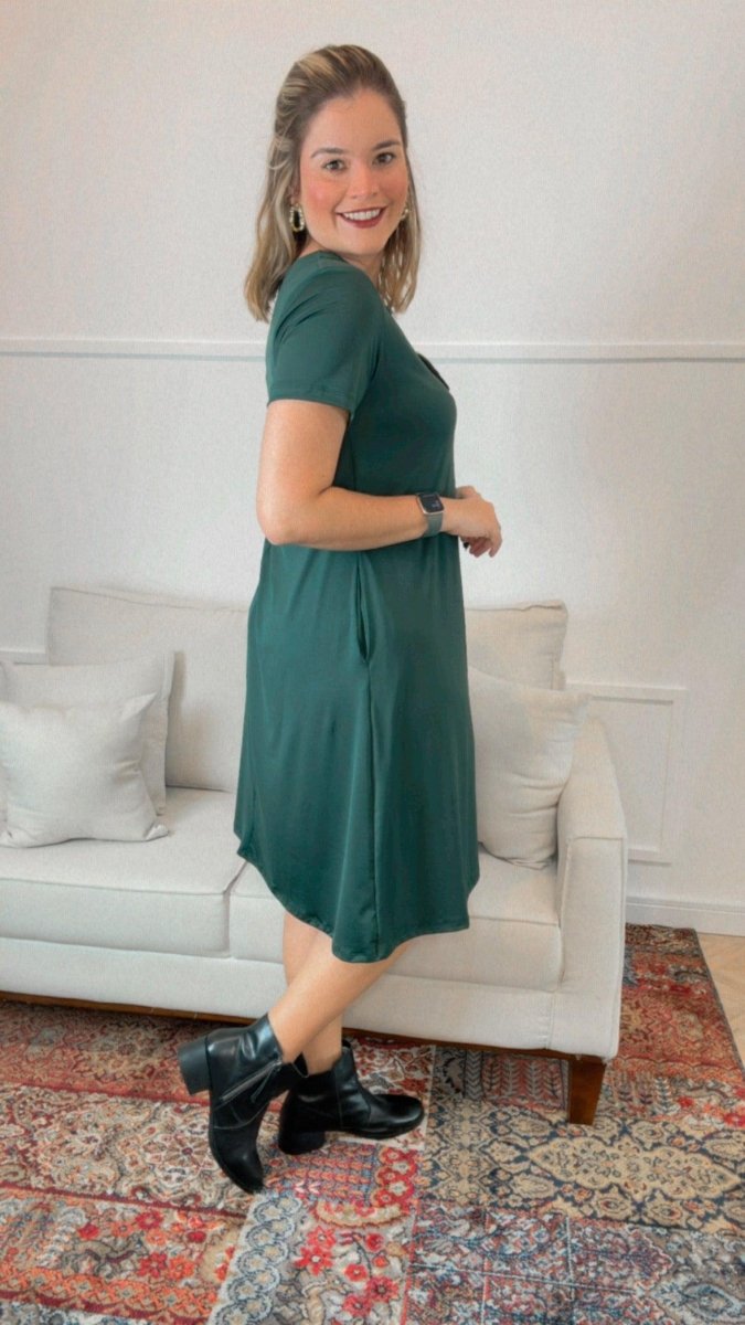 Vestido Sara - Malha Confort Midi com Manga