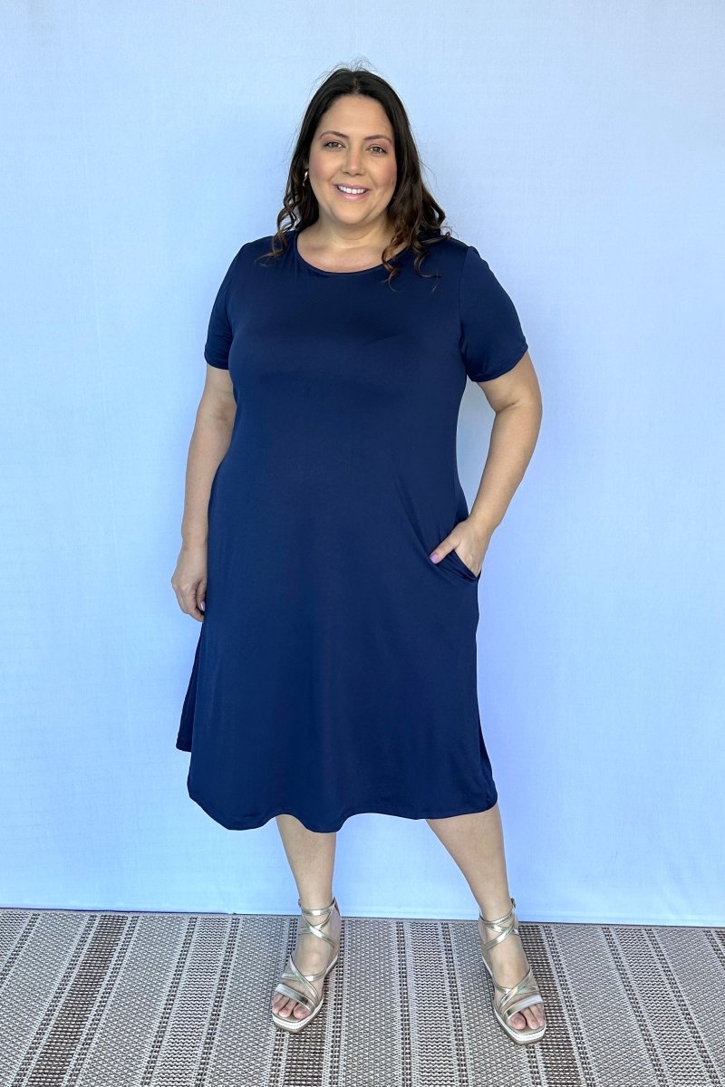 Vestido Sara - Malha Confort Midi com Manga