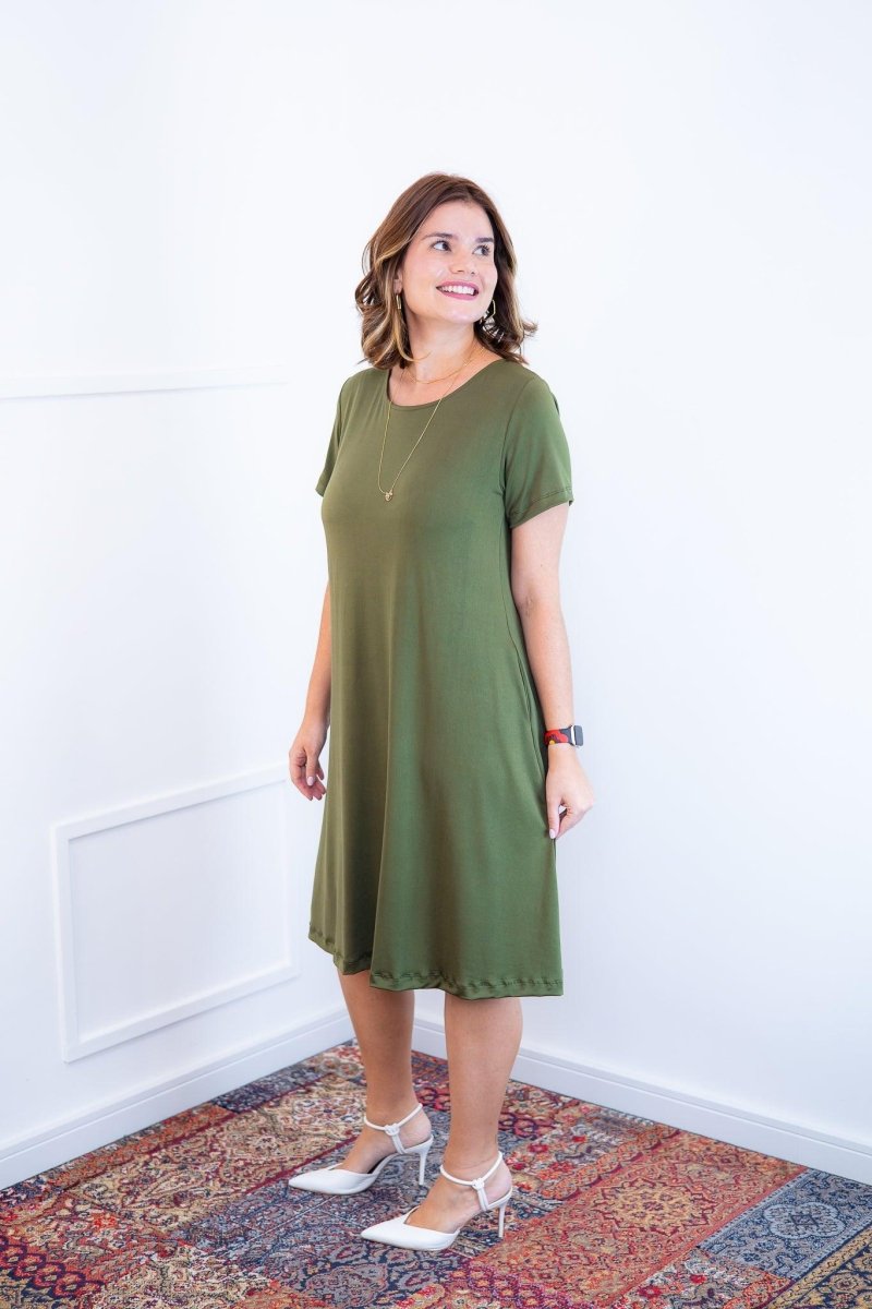 Vestido Sara - Malha Confort Midi com Manga