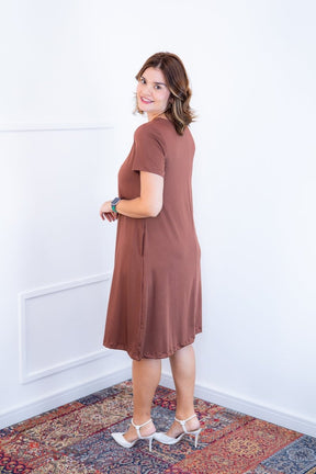 Vestido Sara - Malha Confort Midi com Manga