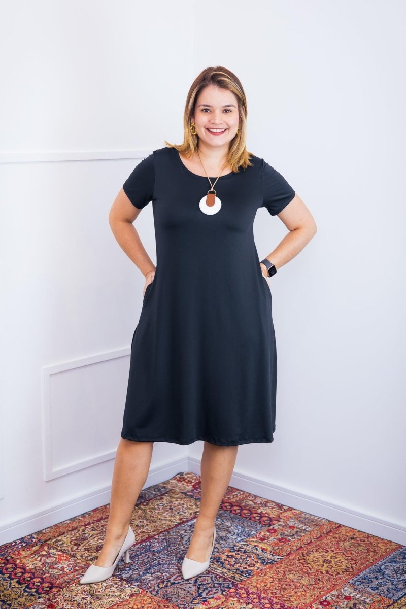 Vestido Sara - Malha Confort Midi com Manga