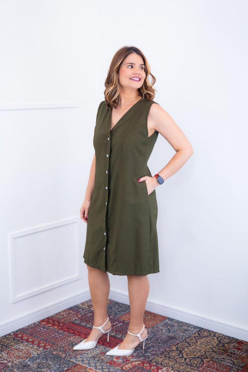 Vestido Vanessa – Midi Regata Ajustável em Viscose Marrant