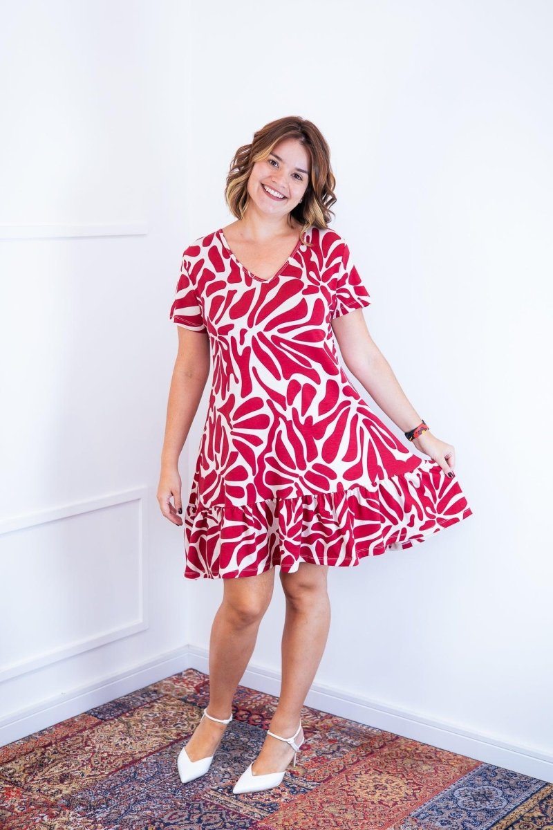 Vestido Verona - Babado Gola V e Manga Curta