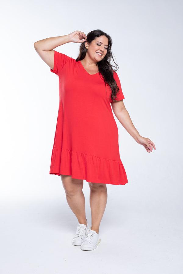 Vestido Verona - Babado Gola V e Manga Curta