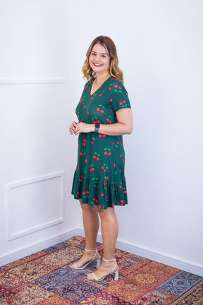 Vestido Verona - Babado Gola V e Manga Curta