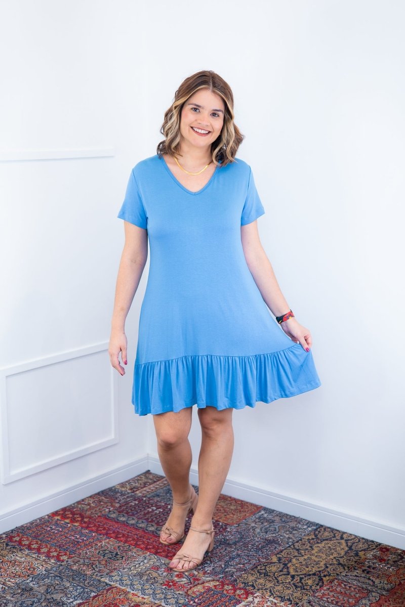 Vestido Verona - Babado Gola V e Manga Curta