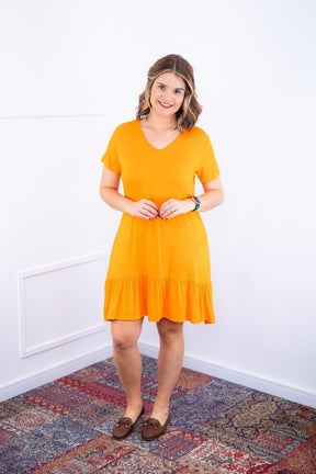 Vestido Verona - Babado Gola V e Manga Curta