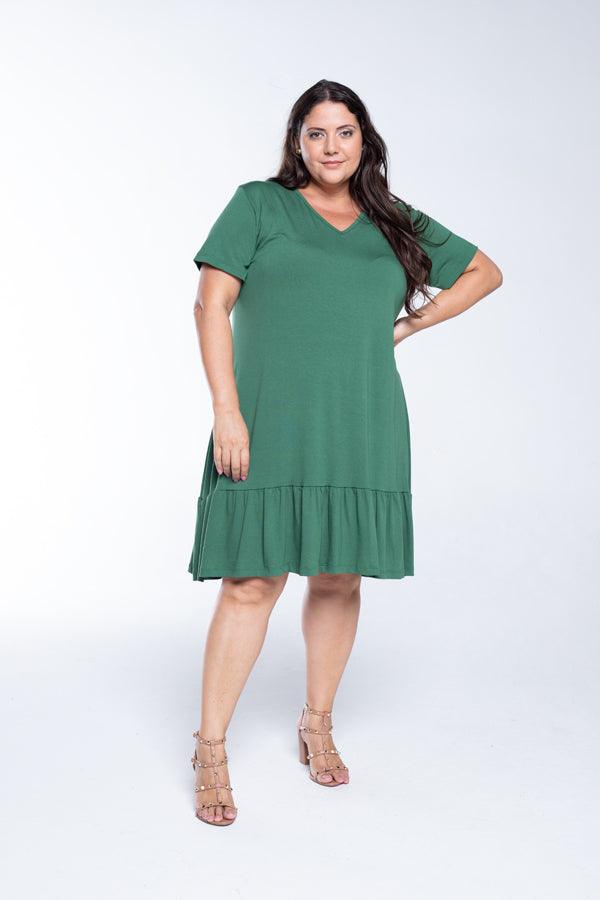 Vestido Verona - Babado Gola V e Manga Curta