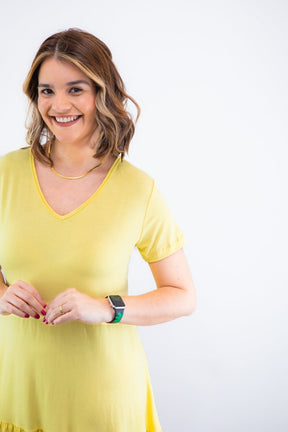 Vestido Verona - Babado Gola V e Manga Curta