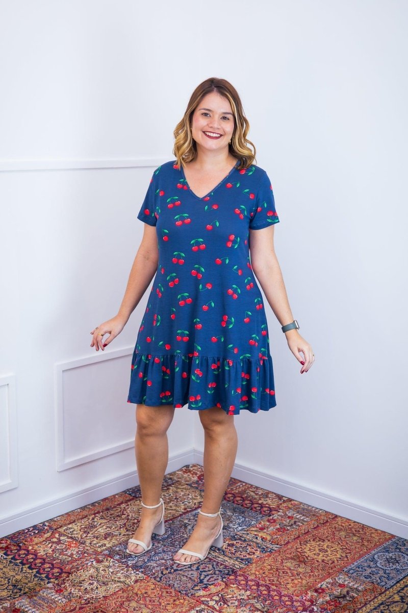 Vestido Verona - Babado Gola V e Manga Curta