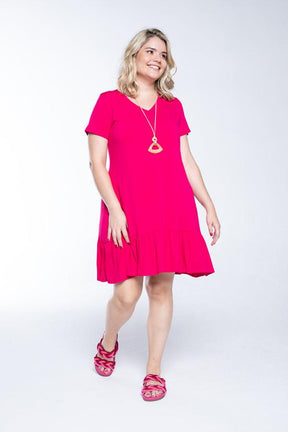 Vestido Verona - Babado Gola V e Manga Curta