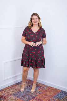 Vestido Verona - Babado Gola V e Manga Curta